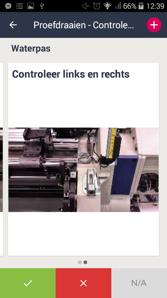 Instructies - aangepast aan de operator - verschijnen op de tablet of smartphone