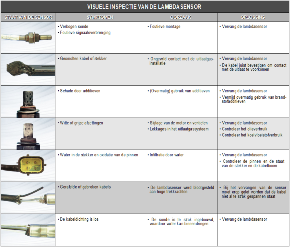 Visuele inspectie lambdasensor