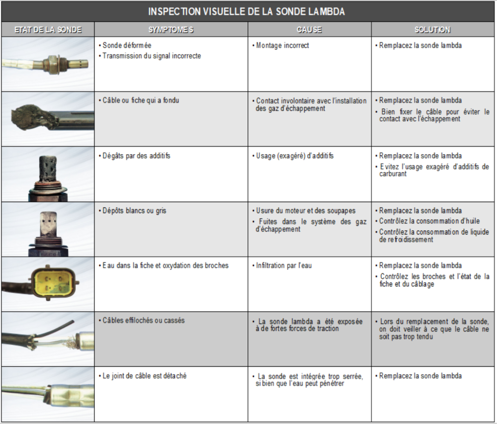 Inspection visuelle de la sonde lambda