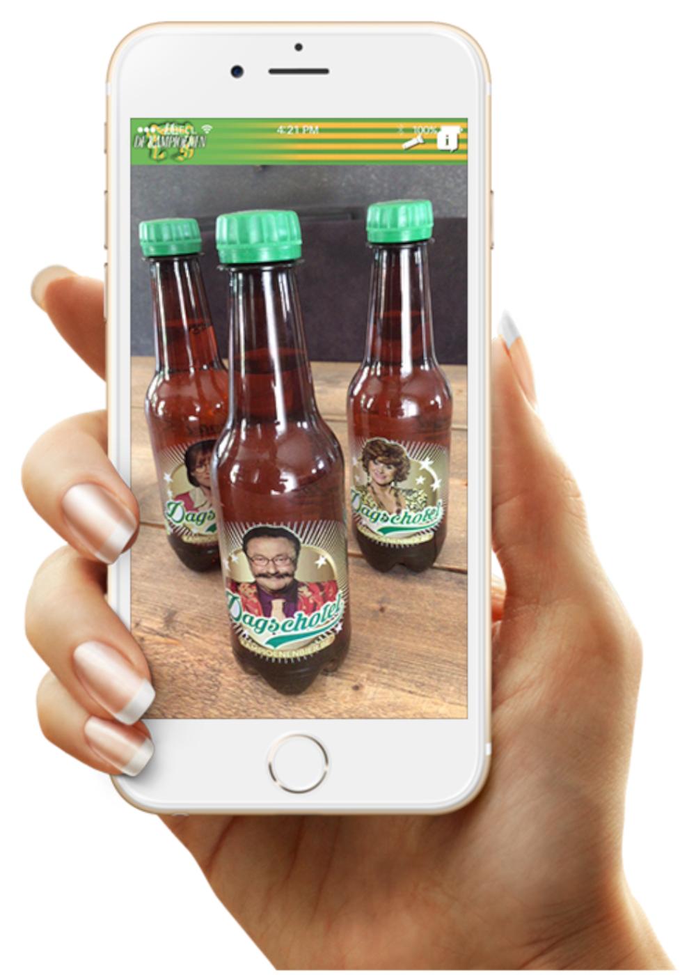 L'emballage de la bière Kampioenen permettait via une app d'animer les personnages sur l'étiquette: un bel exemple de réalité augmentée