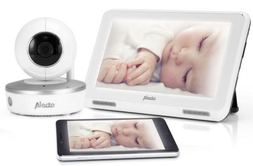 Avec ce babyphone connect&eacute; d'Alecto Baby (DIVM-770), votre client peut surveiller son enfant &agrave; distance  via un &eacute;cran tactile fourni ou via une appli