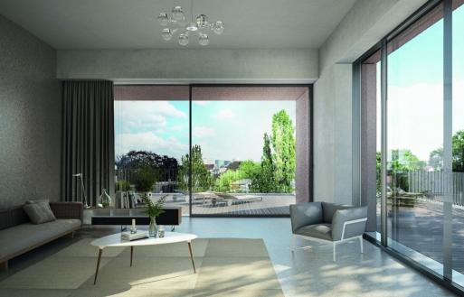 Het ultramodern design van het schuifsysteem Schüco ASE 80 LC is ontworpen om zoveel mogelijk licht binnen te laten zonder de energieprestatie en het comfort van geautomatiseerde varianten te verminderen
